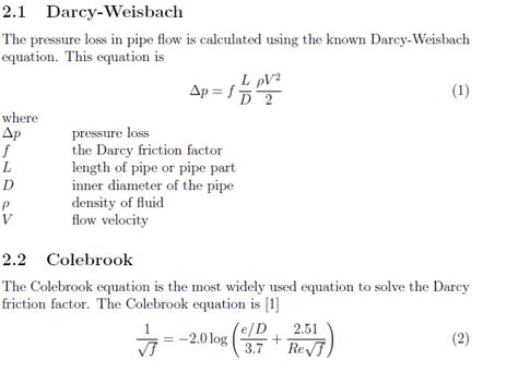 Friction coefficient "f" in pipes - Colebrook Darcy - Project Support ...