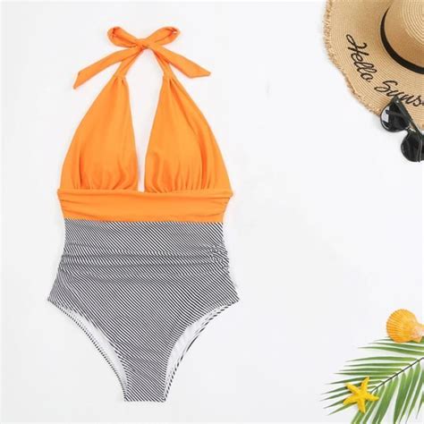 Femme Haut de Maillot de Bain 1 pièce Amincissante Slim Grande Taille Bikini Orange Cdiscount