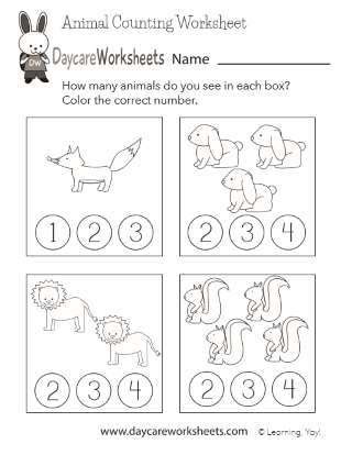 Early Learning Animal Counting Worksheet - TeacherVision