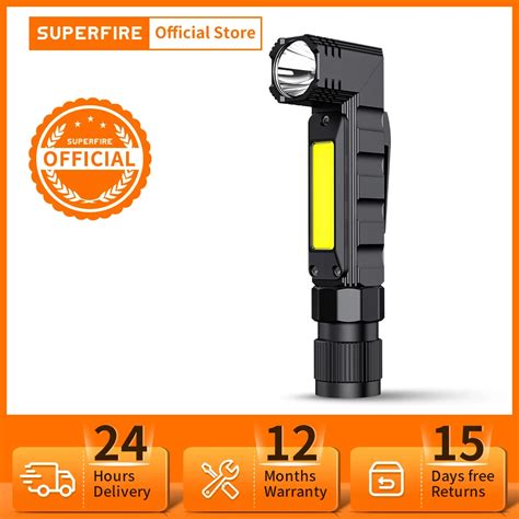 SUPERFIRE G19 LED COB Head Lanterna M Base Ajust Vel Farol Recarreg