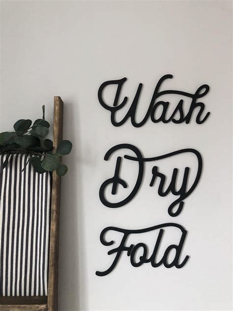 Wash Dry Fold Word Cutouts Laundry Room Sign Farmhouse Etsy