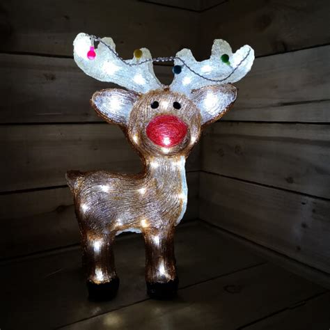 Christmas Acrylic Reindeer With String Lights Cool White LED On OnBuy