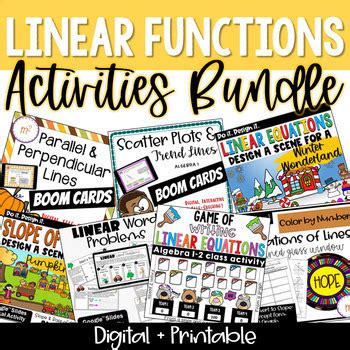 Linear Functions And Equations Activities Bundle Algebra Curriculum