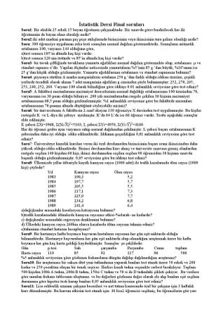 Statistik Dersi Final Sorular Vize Ve Final Sorular Payla M 38822 Hot