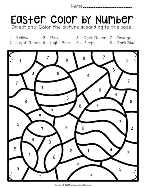 Color By Number Easter Printable Printable Word Searches