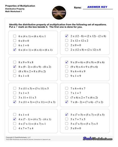 Properties Of Multiplication Math Worksheets Worksheets Library