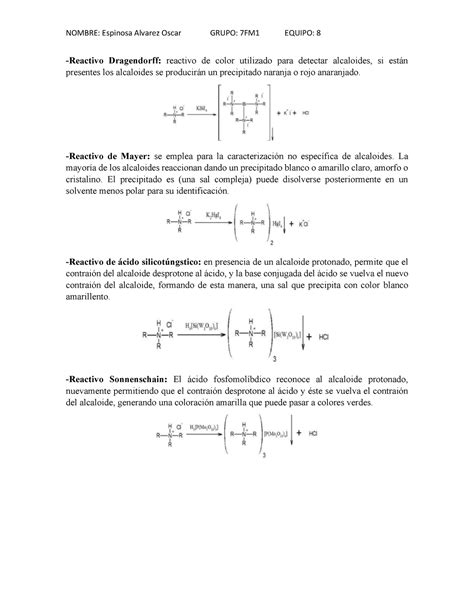 Reacciones Y Reactivos Analisis Fitoquimico Preliminar Pr Ctica