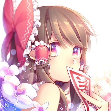 Safebooru 1girl Blush Bow Brown Hair Hair Bow Hair Tubes Hakurei Reimu Looking Back Masarujp