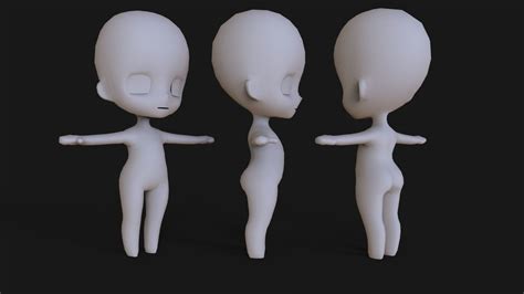 Chibi Base Mesh 3d Model Chibi Blender Character Modeling 3d