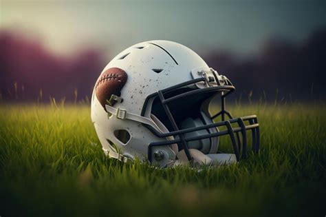 Casco de fútbol americano en un campo de estadio Foto Premium