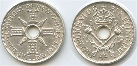 Britisch Neuguinea 1 Shilling Silber 1945 G12913 New Guinea King