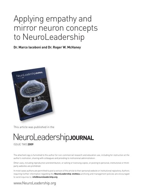 (PDF) Applying Empathy and Mirror Neuron Concepts to Neuroleadership