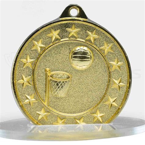 Shooting Star Series Netball Medal 50MM GOLD Alpha Trophies