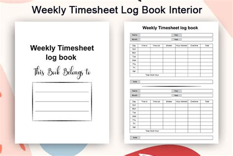 Weekly Timesheet Log Book KDP Interior Graphic By ResumePage Creative