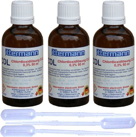 Ittermann CDL 3 x 50 ml 0 3 Chlordioxid Lösung CDs frische