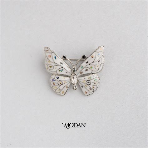 Jual Modan Vintage White Enamel Butterfly Mariposa Brooch Bros Kupu