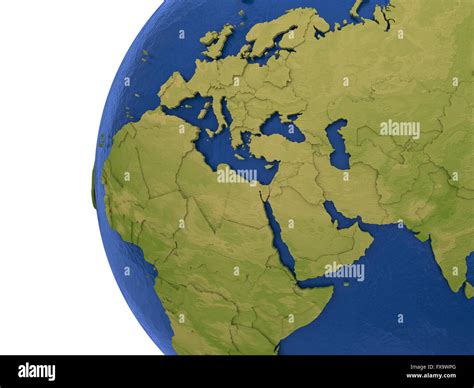 Europe Middle East And Africa EMEA Region On Detailed Model Of