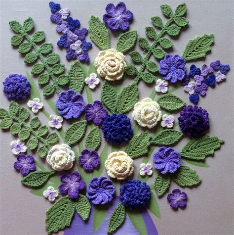 Crocheted Flowers On Canvas Wall Art Lovely Gift Or Perfect Etsy