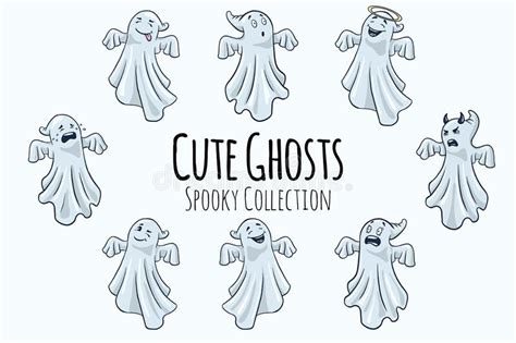 Cartoon Vector Set Friendly Ghosts Stock Illustrations 130 Cartoon Vector Set Friendly Ghosts