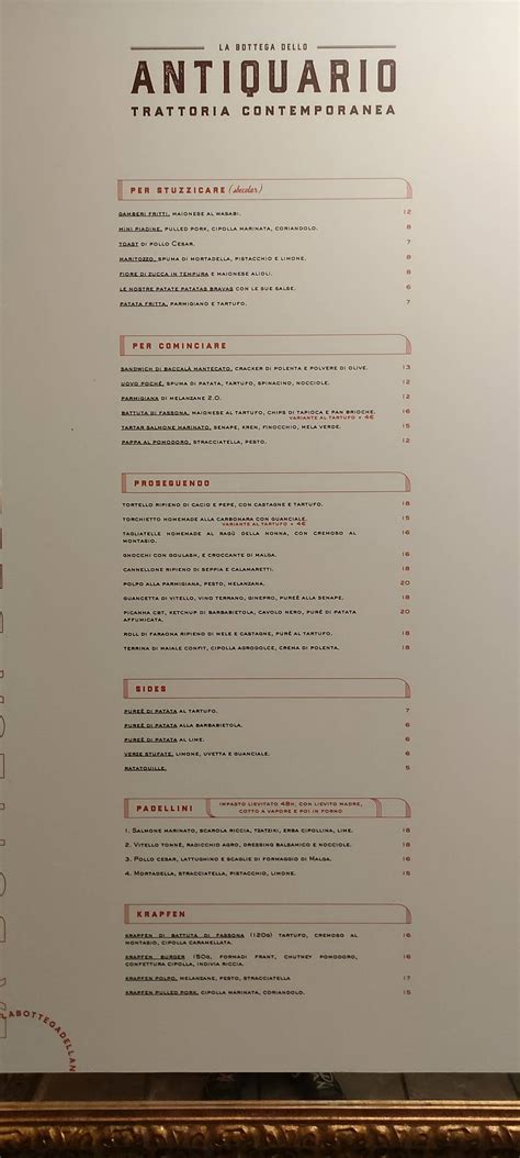 Menu Da Lantiquario Ristorante Trieste