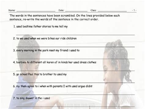 Past Simple Used To Scrambled Sentences Worksheet Teaching Resources