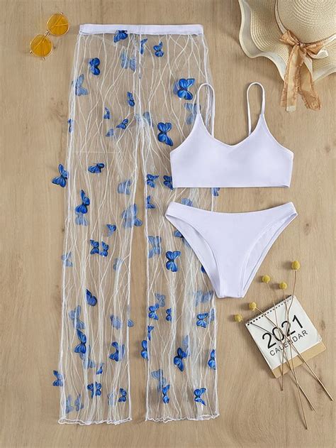 Shein Swim Vcay Conjunto De Bikini Con Apliques De Mariposa Sujetador