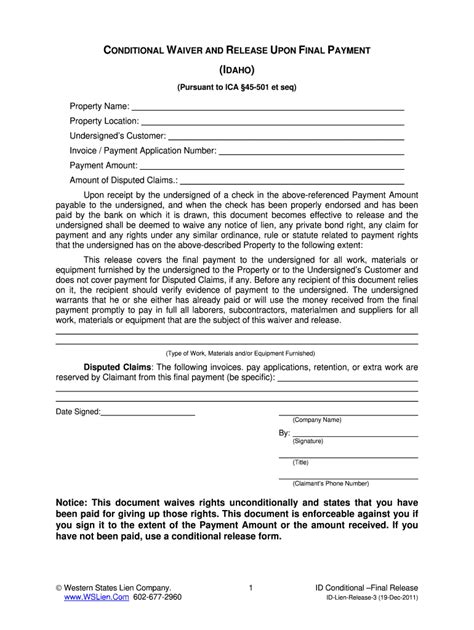 Conditional Lien Waiver Template Fill Online Printable Fillable Blank Pdffiller