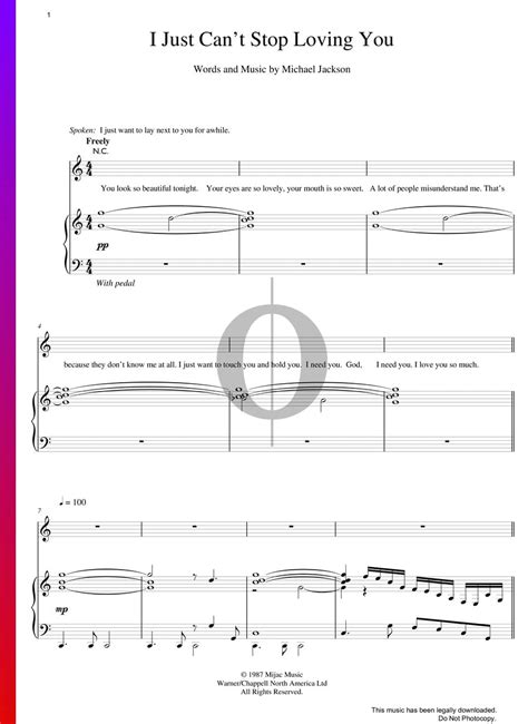 I Just Can T Stop Loving You Michael Jackson Piano Sheet Music Oktav