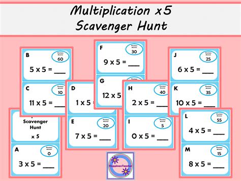 Multiplication X5 Scavenger Hunt Teaching Resources