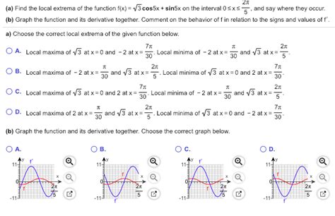 Solved A Find The Local Extrema Of The Function F X Chegg