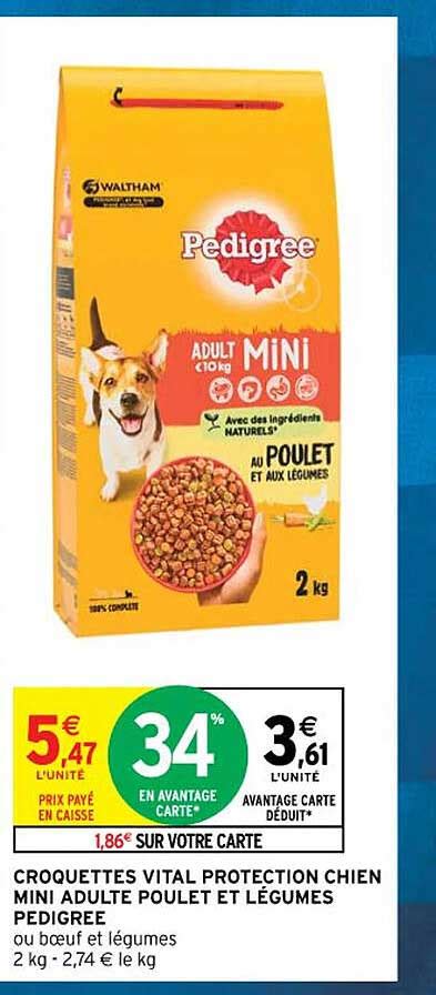 Promo Croquettes Vital Protection Chien Mini Adulte Poulet Et Légumes