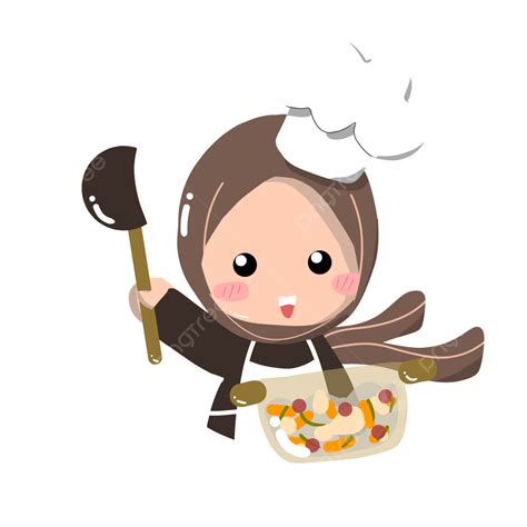 Cute Hijab Muslim Chef Cooking Soup Muslim Hijab Chef Png