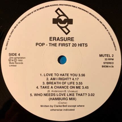 Erasure Pop The First 20 Hits 2LP Dreams on Vinyl Vinilo de época