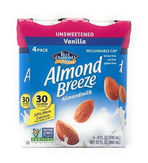 Buy Blue Diamond Almond Breeze Unsweetened Vanilla 8 Fl Oz 4 Pack