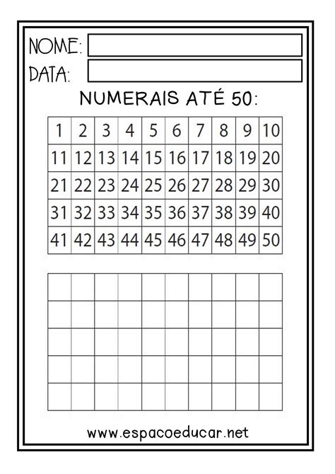 Tabela De Numerais De A Para Imprimir Word Edukita