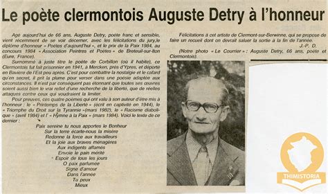 Clermont 1984 article de presse Le poète clermontois Auguste DETRY mis