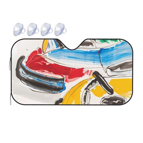 Fuzoiu Colorful Abstract Bumper Cars Print Car Windshield Sunshade