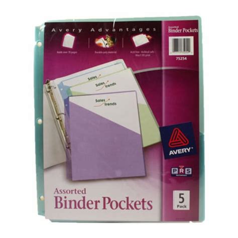 Avery Ring Binder Polypropylene Pockets Pack Of 24 24 Pack Kroger