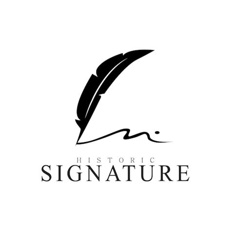 Pluma De Pluma Con Logotipo De Firma Minimalista Vector Premium