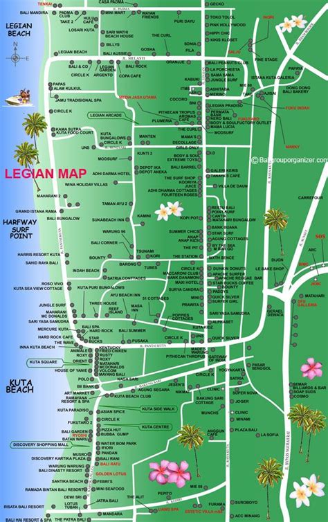 Legian Map Kuta Bali Places To Stay Bali Tourist Bali Travel Bali