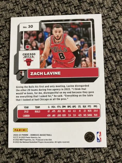 2022 23 PANINI DONRUSS Zach LaVine Laser Vert Holo Chicago Bulls 30