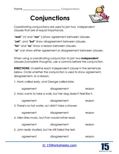 Conjunctions Worksheets 15 Worksheets Library