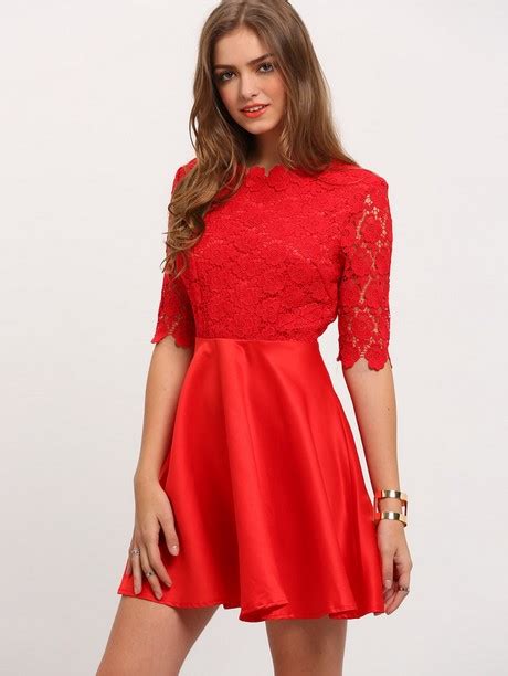 Robe Rouge Manche Longue Dentelle Beauté Et Mode