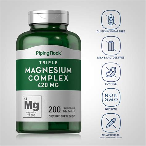 Triple Magnesium Complex 420 Mg 200 Capsules Magnesium Oxide Citrate And Aspartate