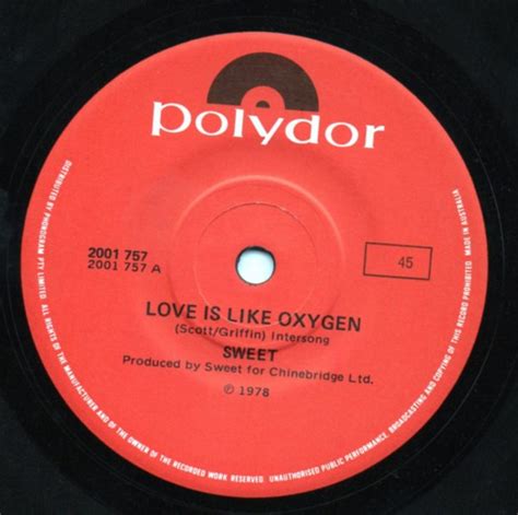 Sweet – Love Is Like Oxygen (1978, Vinyl) - Discogs