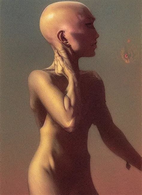 Bald Barbarian Teen Girl By Beksinski And Luis Royo Stable Diffusion