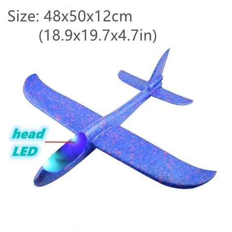 50cm Tête bleue LED Grand Avion En Mousse Planeur Volant Avec