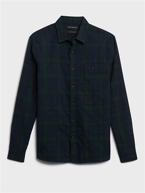 Untucked Slim Fit Crinkle Flannel Shirt Banana Republic