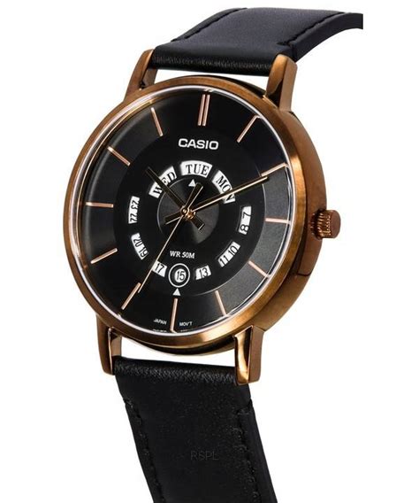 Casio Standard Analog Leather Strap Black Dial Quartz Mtp B Rl A