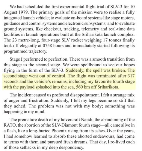 Dr Abdul Kalam, mission director, describing the failure of SLV-3, 40 ...